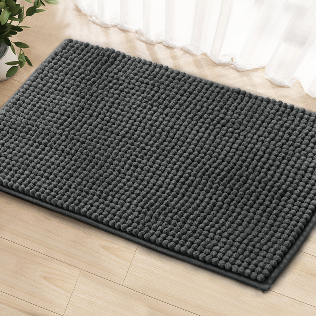 Azriah Luxury Chenille Super Soft Absorbent Polyester Rectangle Non-Slip Bath Rug